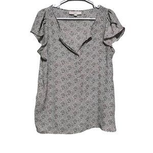 Loft Ann Taylor Women Ruffled Sort‎ Sleeve Pullover Blouse Top Size M